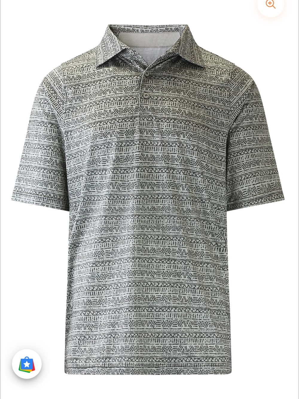 UV Skinz UPF 50+ Men's Short Sleeve Patterned Polo Shirt - Gray Size L NWT